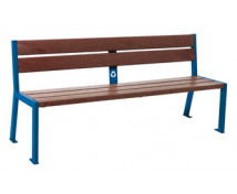 Lavička z recyklovaného plastu - s opěradlem,modrá