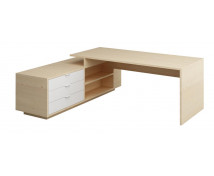 Kancelářský stůl s vyvýšenou deskou a zásuvkami, bříza / bílá
