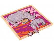 Dřevěné puzzle Zvířátka - Nosorožec