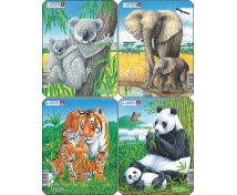 Puzzle - Asijská zvířata, set 4 ks