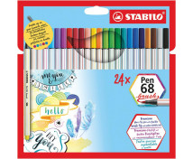 STABILO Pen 68 - fixy se štětcovým hrotem, 24 kusů