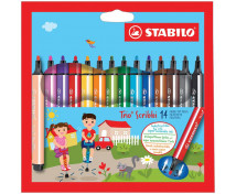 STABILO Trio Scribbi - fixy se zasouvacím hrotem, 14 barev
