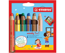 STABILO Woody 3in1 - multifunkční pastelky, 6 barev