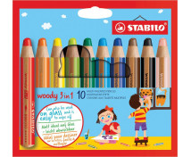 STABILO Woody 3in1 - multifunkční pastelky, 10 barev
