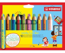 STABILO Woody 3in1 - multifunkční dvoubarevné pastelky, 10 barev