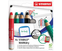 STABILO MARKdry - suchý popisovač na bílou tabuli a flipcharty, 4 barvy