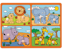Vkládací puzzle - Exotické zvířátka a ich mláďatá