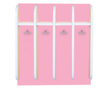 Koupelnové poličky s věšáky - pro 4 děti - růžová