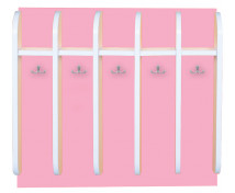Koupelnové poličky s věšáky - pro 5 dětí - růžová