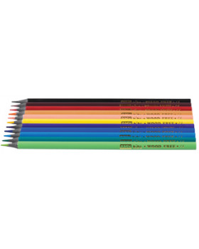Trojhranné bezdřevé tužky, 12 barev