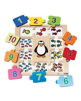 Vkládací puzzle - Počítejte s tučňákem