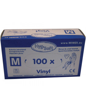Rukavice vinylové, nepudrované, vel. M, 100 ks