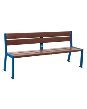 Lavička z recyklovaného plastu - s opěradlem,modrá