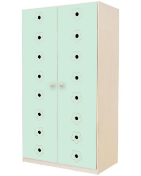 Dveře 8 (na Skříň na lehátka matrace, a lůžkoviny 8) - Květy - pastelově zelené (pár)