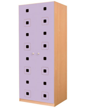 Dveře 6  (na Skříň na lehátka matrace, a lůžkoviny 6) - Čtverce - pastelově fialové (pár)