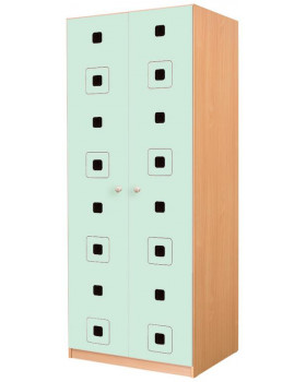 Dveře 6 (na Skříň na lehátka matrace, a lůžkoviny 6)- Čtverce - pastelově zelené (pár)