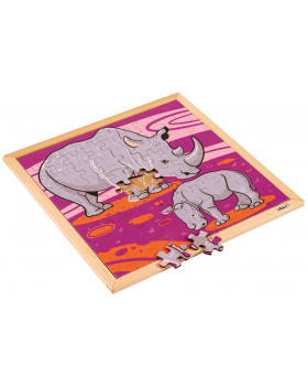 Dřevěné puzzle Zvířátka - Nosorožec
