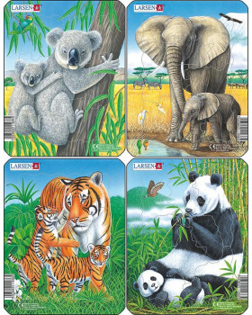 Puzzle - Asijská zvířata, set 4 ks