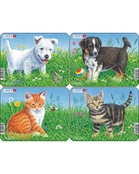 Puzzle - Pes a kočka, set 4 ks