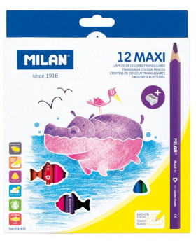 Maxi pastelky Milan - trojhranné, 12 ks