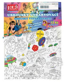 Vybarvovací ubrousky - Vesmír, 12 ks