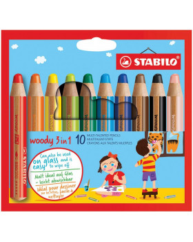 STABILO Woody 3in1 - multifunkční pastelky, 10 barev