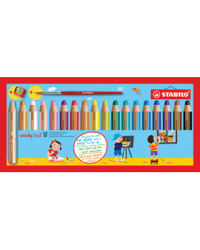 STABILO Woody 3in1 - multifunkční pastelky, 18 barev