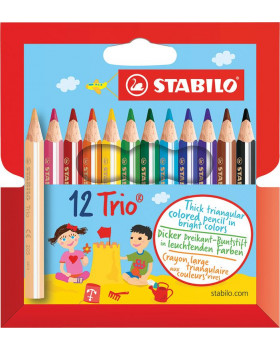 STABILO Trio Thick short - trojhranné krátké pastelky, 12 barev