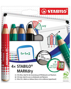 STABILO MARKdry - suchý popisovač na bílou tabuli a flipcharty, 4 barvy