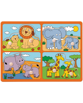 Vkládací puzzle - Exotické zvířátka a ich mláďatá
