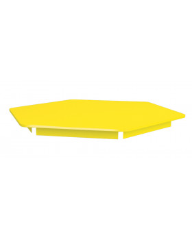 Barevná  stolní deska 18 mm, šestiůhelník 60 cm, žlutá