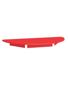 Barevná  stolní deska 18 mm, půlkruh,  červená