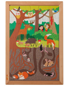Dřevěné puzzle Nad a pod  - V lese