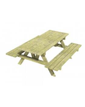 Dřevěný stul  s lavičkami, přenosný