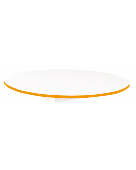 Stolová deska 18 mm, BÍLÁ, kruh 125 cm, oranžová