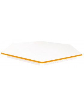 Stolová deska 18 mm, BÍLÁ, šestiúhelník 80 cm,  oranžová