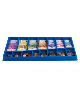 Euro bankovky a mince s úložným boxem