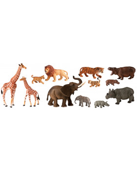 Plastová zvířátka-Afrika s mláďaty 12ks