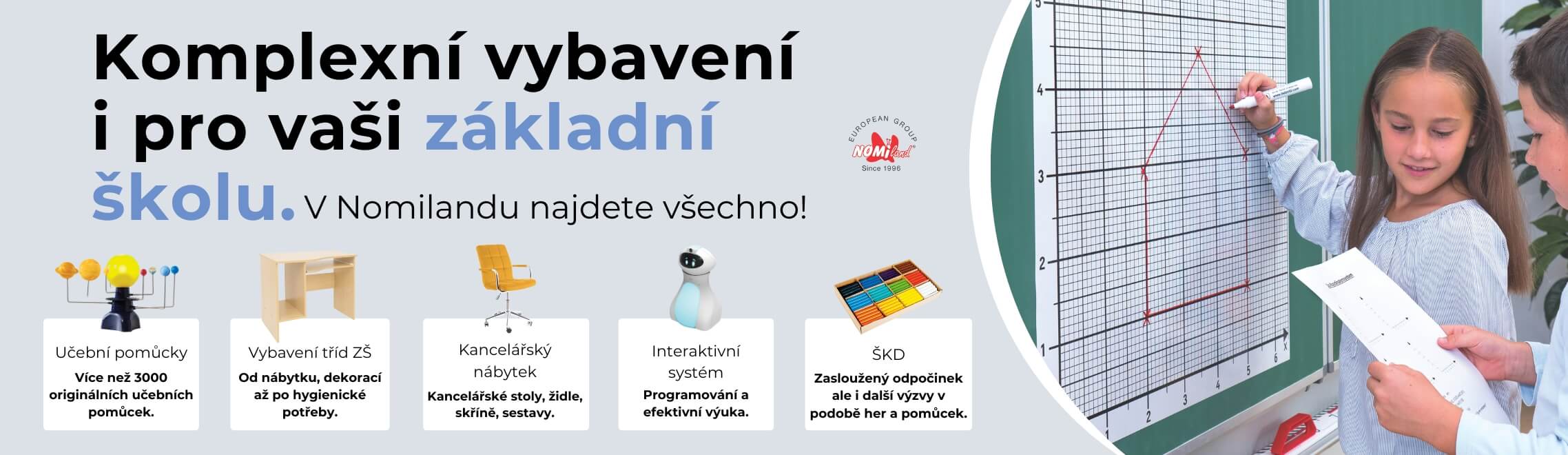 Ponuka produktů pro základní školy.