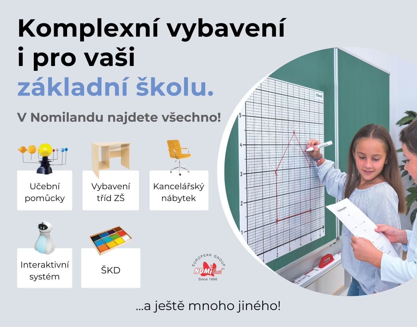 Ponuka produktů pro základní školy.